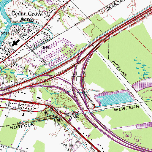 Topographic Map of Interchange 299, VA