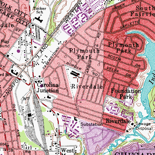 Topographic Map of Thurgood Marshall Elementary School, VA