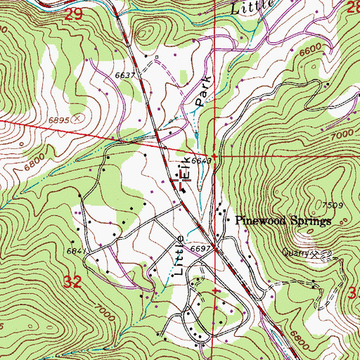 Topographic Map of Little Elk Park, CO