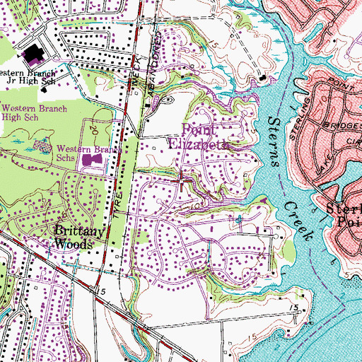 Topographic Map of Point Elizabeth, VA