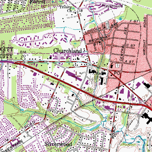 Topographic Map of Poplar Hill Plaza Shopping Center, VA