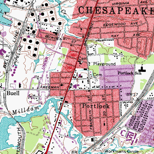 Topographic Map of Portlock Post Office, VA