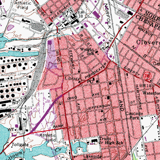 Topographic Map of South Norfolk Branch Chesapeake Public Library, VA