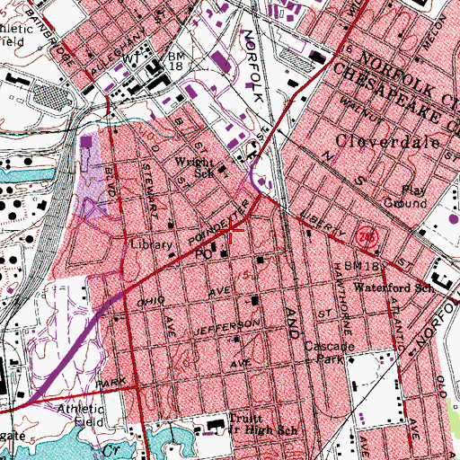 Topographic Map of South Norfolk Historic District, VA