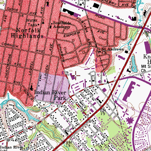 Topographic Map of Sparrow Road Intermediate School, VA