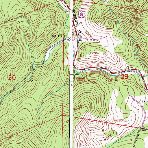 Topographic Map of Muggins Gulch, CO