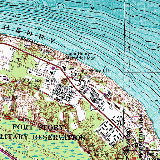 Topographic Map of Fort Story Station Virginia Beach Post Office, VA