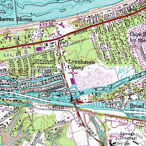 Topographic Map of Great Neck Plaza Shopping Center, VA