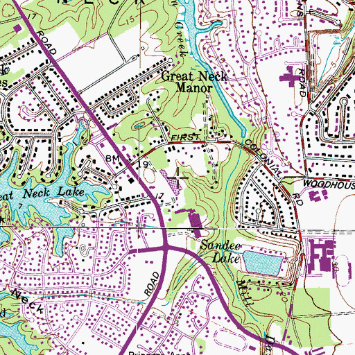 Topographic Map of Great Neck Village Shopping Center, VA