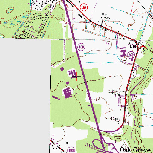 Topographic Map of Chesapeake Regional Medical Center, VA