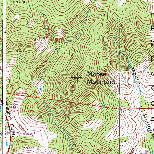 Topographic Map of Moose Mountain, CO
