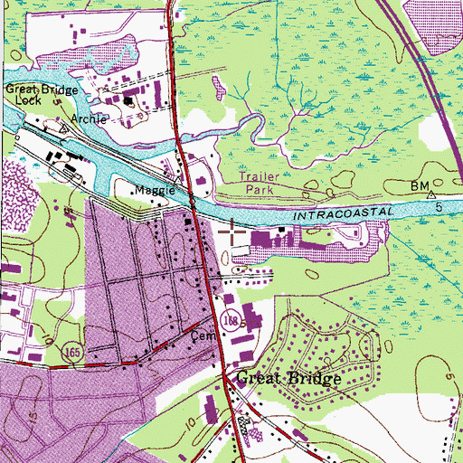 Topographic Map of Great Bridge Battle Site, VA