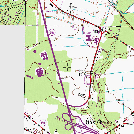Topographic Map of Woodford Square Shopping Center, VA
