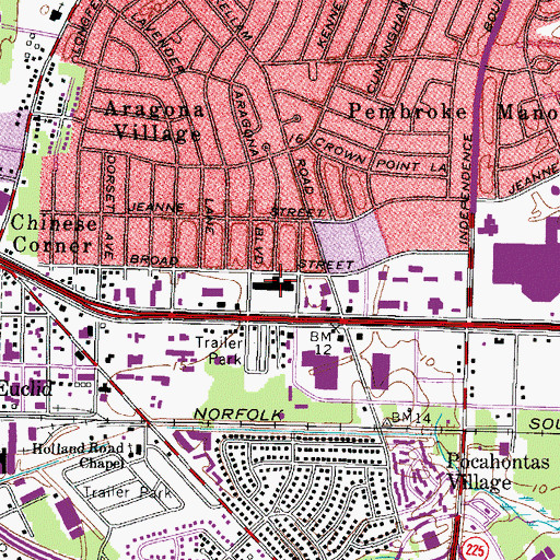 Topographic Map of Aragona Village Shopping Center, VA