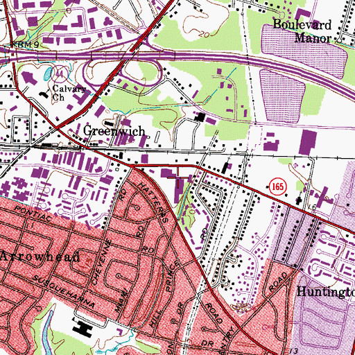 Topographic Map of Arrowhead Plaza Shopping Center, VA