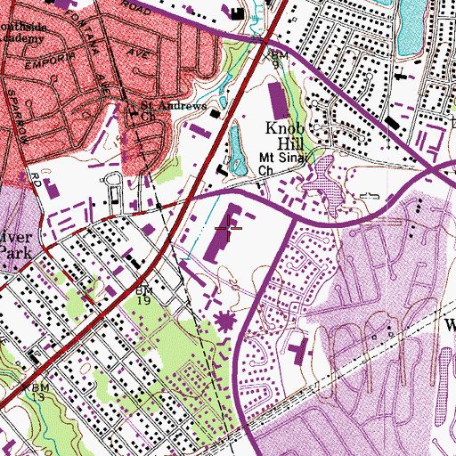 Topographic Map of College Park Square Shopping Center, VA