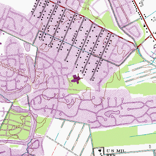 Topographic Map of Indian Lakes Elementary School, VA