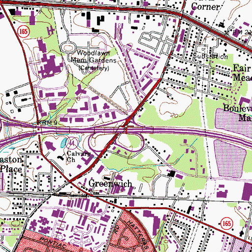 Topographic Map of Interchange 1, VA