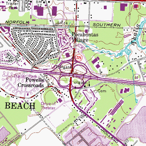 Topographic Map of Interchange 3, VA