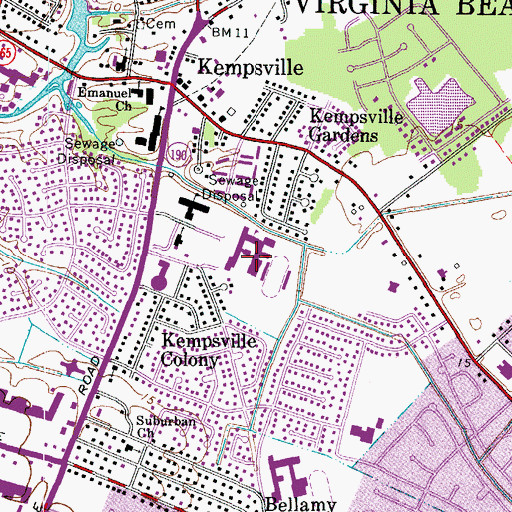 Topographic Map of Kempsville High School, VA
