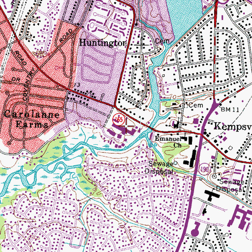 Topographic Map of Kempsville Plaza Shopping Center, VA