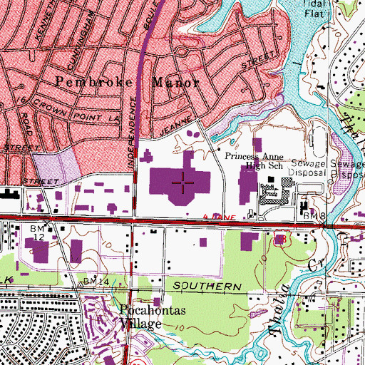 Topographic Map of Pembroke Mall Shopping Center, VA