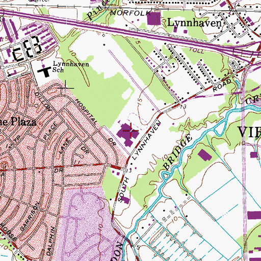 Topographic Map of Plaza Middle School, VA