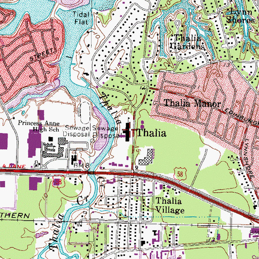 Topographic Map of Thalia Elementary School, VA
