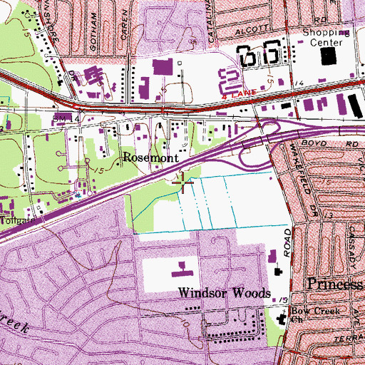 Topographic Map of Windsor Plaza Shopping Center, VA