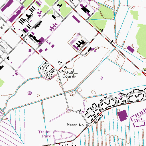 Topographic Map of Aero Pines Golf Course, VA