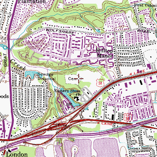 Topographic Map of Eastern Shore Chapel Cemetery, VA