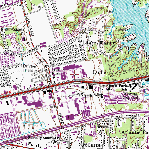 Topographic Map of Hilltop North Shopping Center, VA
