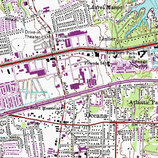 Topographic Map of Hilltop Square Shopping Center, VA