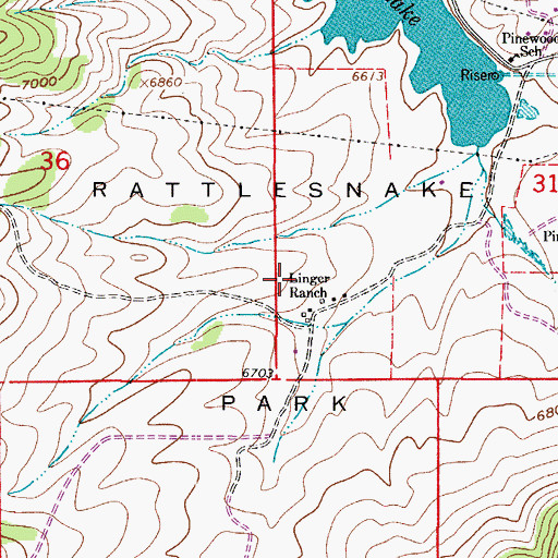 Topographic Map of Rattlesnake Park, CO