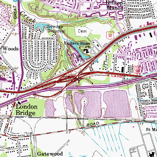 Topographic Map of Interchange 6, VA