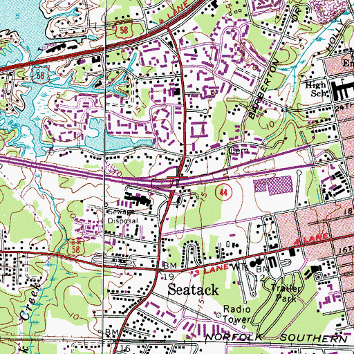 Topographic Map of Interchange 7, VA