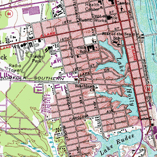 Topographic Map of Lake Station, VA