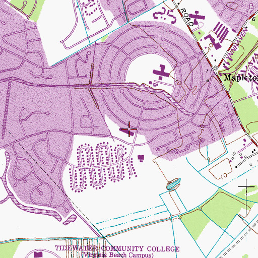 Topographic Map of Lynnhaven Green Shopping Center, VA