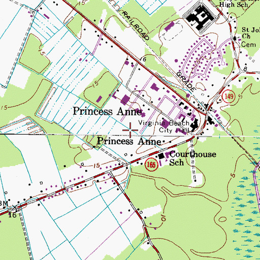 Topographic Map of Princess Anne Post Office, VA
