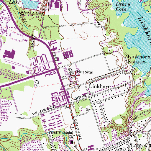 Topographic Map of Sentara Virginia Beach General Hospital, VA