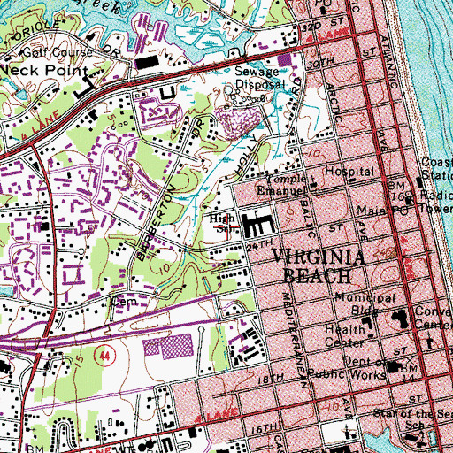 Topographic Map of Virginia Beach Middle School, VA