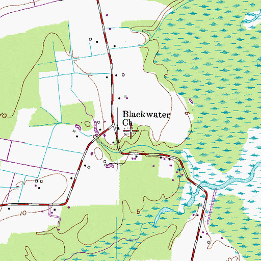 Topographic Map of Blackwater Cemetery, VA