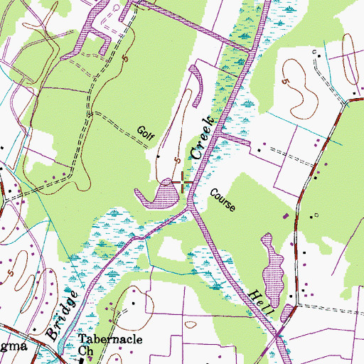 Topographic Map of Hells Point Golf Course, VA