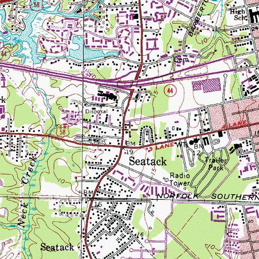 Topographic Map of Mount Olive Baptist Church, VA