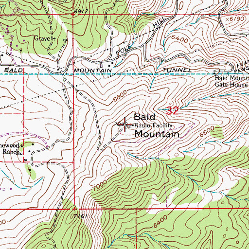Topographic Map of Bald Mountain, CO