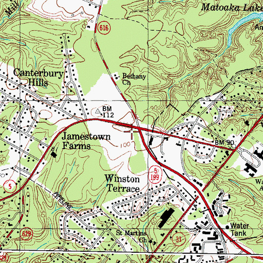 Topographic Map of Williamsburg Crossing Shopping Center, VA