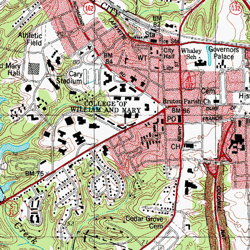 Topographic Map of Barrett Hall, VA