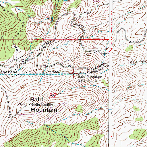 Topographic Map of Bald Mountain Gate House, CO