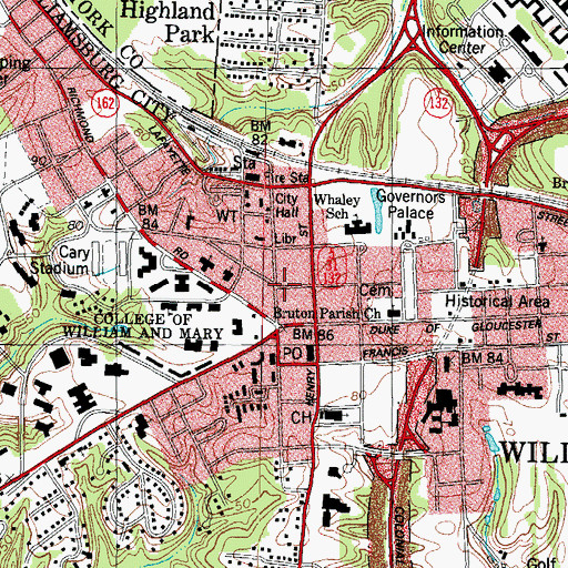 Topographic Map of Brown Hall, VA