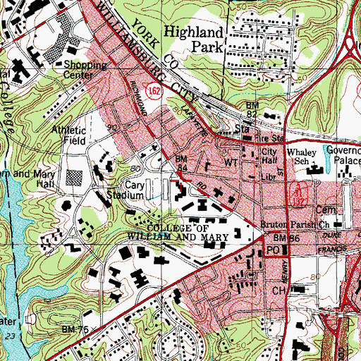 Topographic Map of Camm Hall, VA
